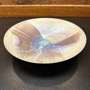 Lafe And Barb Garnier Pottery Shallow Bowl Arizona Drip Glaze Iridescent